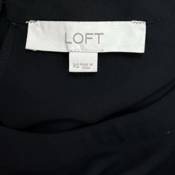 Ann Taylor Loft Top Womens XS Black Velvet Velour Mixed Media Sheer Lace Sleeves - Picture 5 of 8